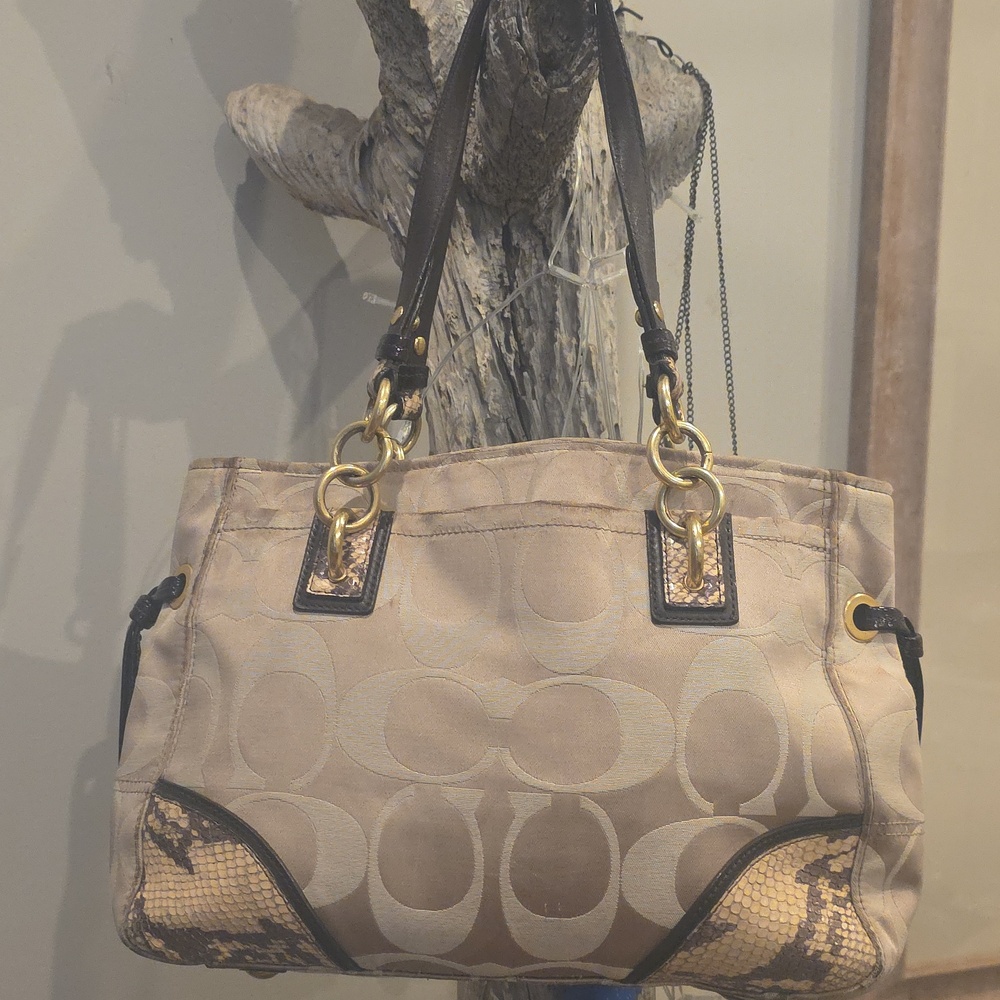 Coach Collette Snake Embossed Carry All - Picture 8 of 14